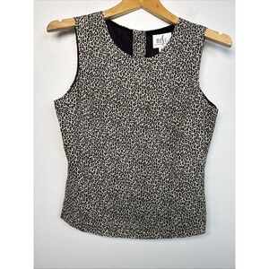 Vintage Muse Leopard Print Tank Shirt Button Back Size 8 Made in USA